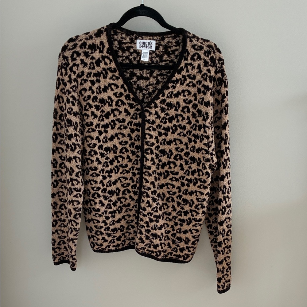 Chico's Animal Print Cardigan Sweater